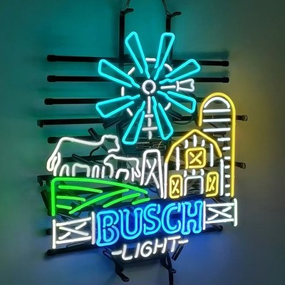 US STOCK Farm Barn Cow Ranch Beer Neon Sign Glass 24x20 Bar Beer