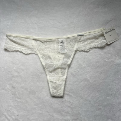 Calvin Klein Women s White Lace Thong L Perfectly Fit Sexy NWT Lingerie Sexy