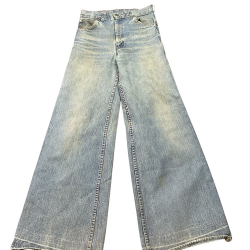Vintage 70s HASH buckle back bell bottom light wash jeans 24x31 USA made