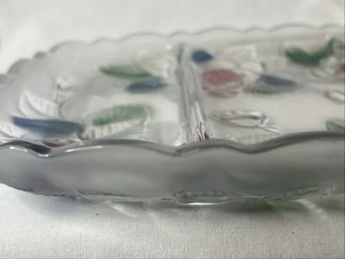 Vintage Mikasa Studio Nova Festive Flower Divided Relish Tray Frosted Glass Rose - Picture 13 of 17