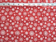 1/2 yd Cotton Fabric by Riley Blake Designs, Red with Light Cream Snowflakes