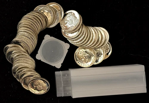 Roll (50) 1960 90% Silver Proof Roosevelt Dimes, BU Brilliant Uncirculated, Gem