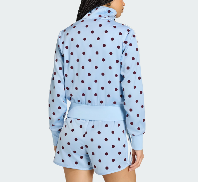 Adidas Women Originals Satin Polka Dot Track Top Clear Sky Asian