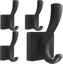 Black Hooks for Wall Towel Hooks, Heavy Duty Thick Aluminum Alloy Entryway