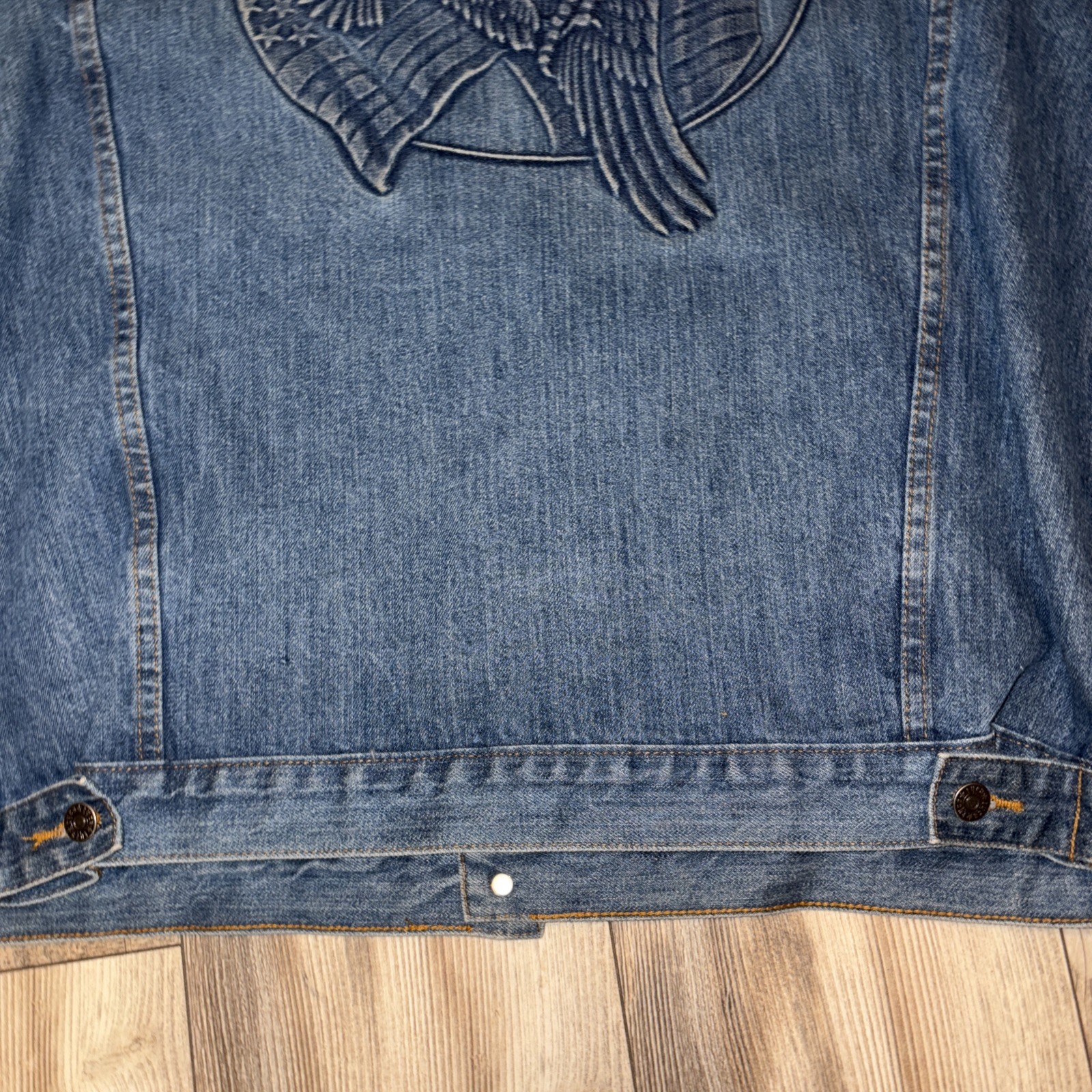 American Eagle Embossed Denim Jacket Transportati… - image 16