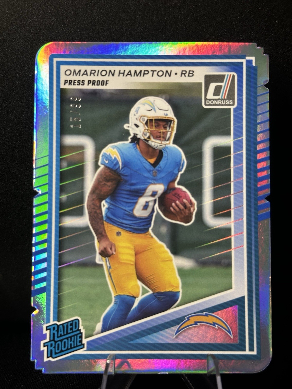OMARION HAMPTON 2025 Donruss Press Proof Rated Rookie Silver Die Cut /99