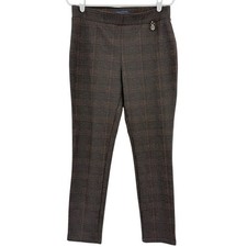 Tommy Hilfiger Women's Pull-on Stretch Skinny Plaid Brown Pants Size 10 NWOT