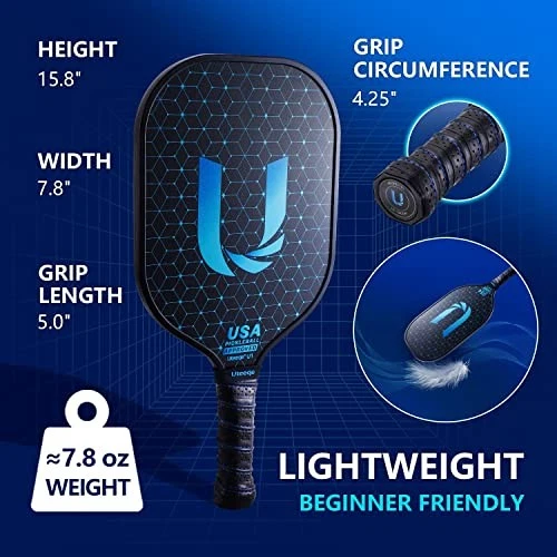 Premium Graphite Pickleball Paddles Set of 2 with Textured High-Grip Surface