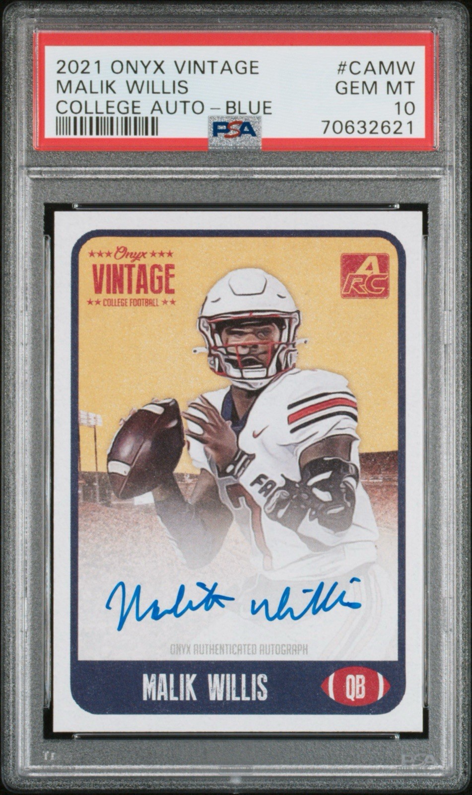 MALIK WILLIS  2021 Onyx Vintage Auto /400 #CAMW | Liberty PSA 10 GEM MINT POP 2 view 2