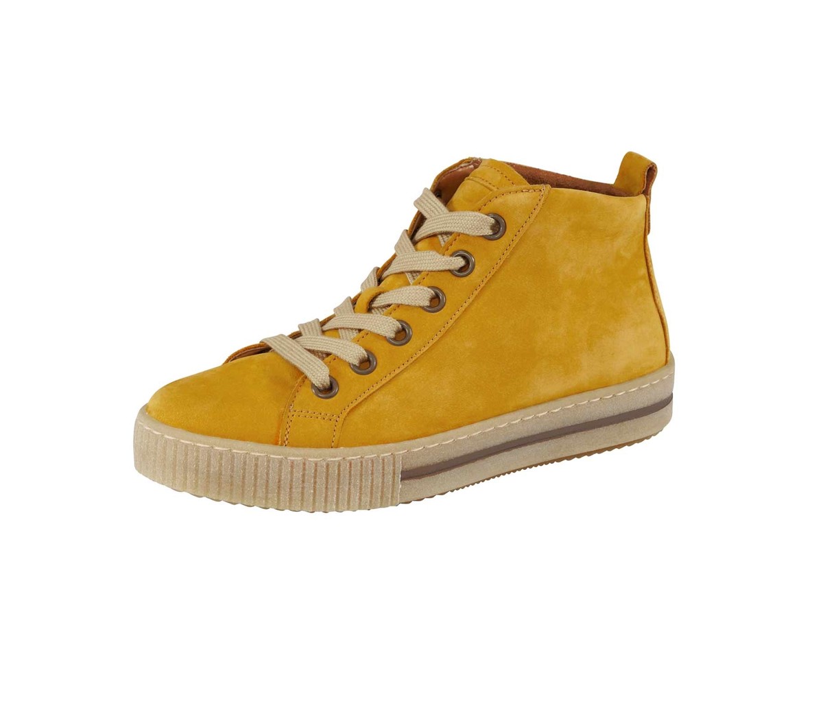 GABOR Damen Marken-Leder-High-Top-Sneaker, gelb