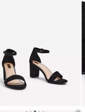 Image of Linzi Black Franki Soft PU Open Toe Block Heels Uk Size 4