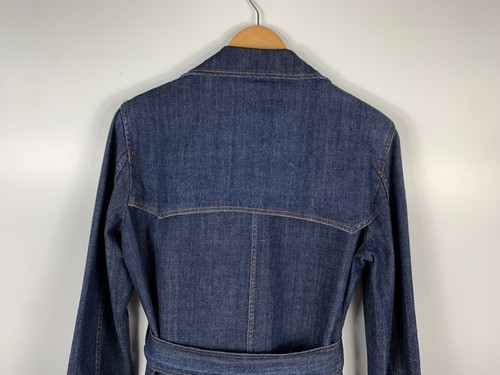 Vintage Dolce & Gabbana Belted Denim Trench Coat Jacket Blue Size 32/46 - Picture 8 of 11