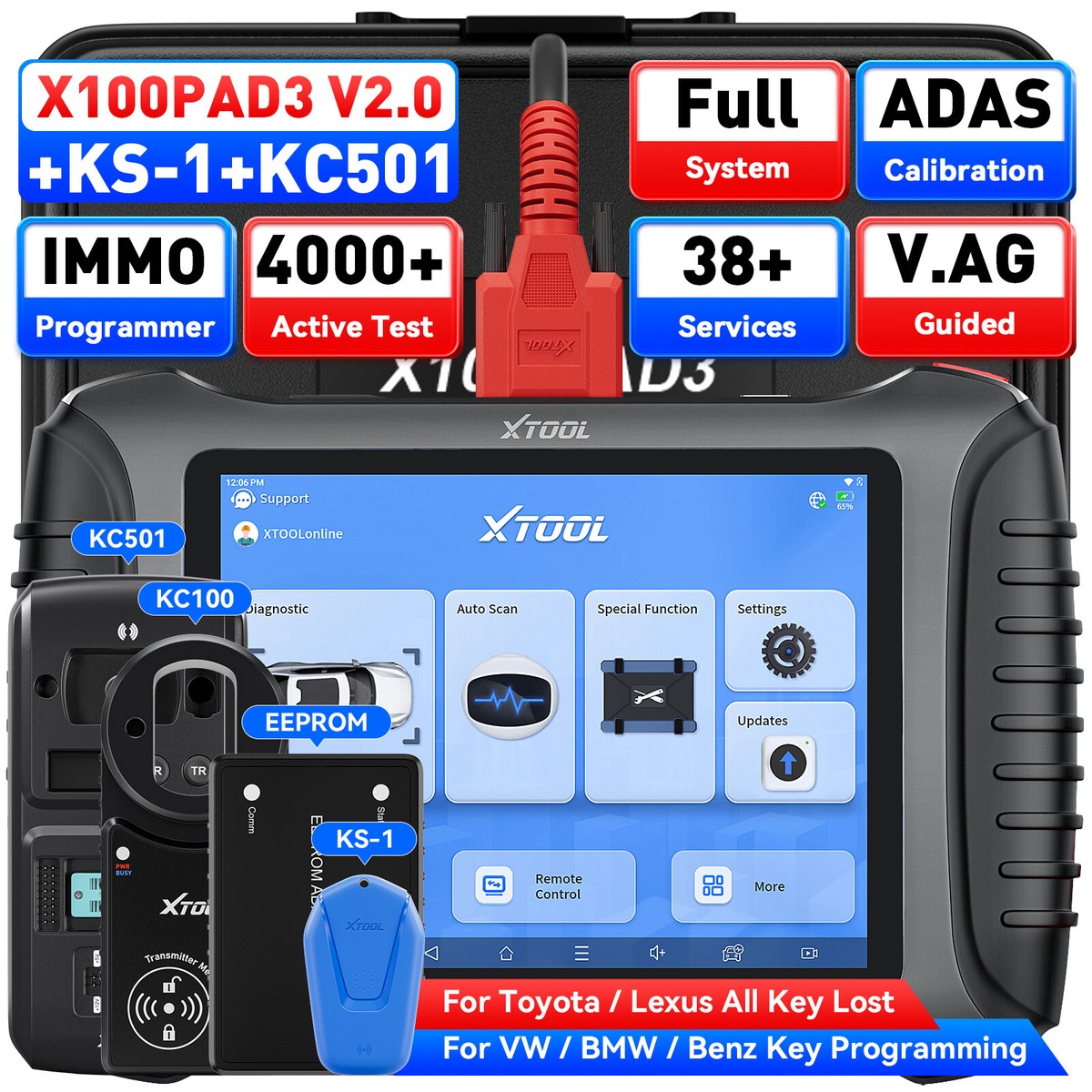 XTOOL X100 PAD3 V2.0 + KS-1 + KC501 Key Programmer Auto Diagnostic