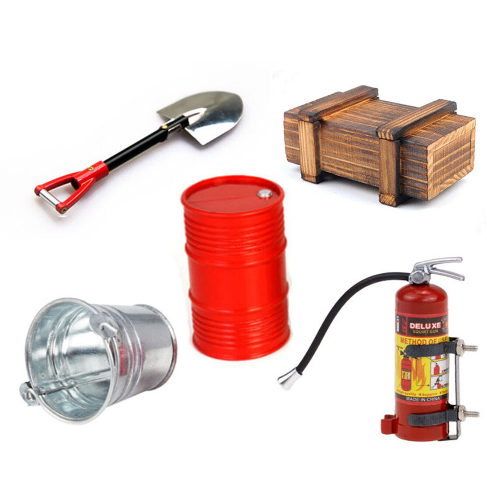 1Set Wooden Box Oil Drum Fire Extinguisher for Axial 1/10 SCX10 t4 RC Crawlers