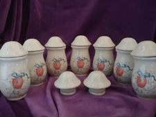 INTERNATIONALL STONEWARE MARMALADE 7 Spice Jars w/Lids NO Seal Plus 2 Extra Lids