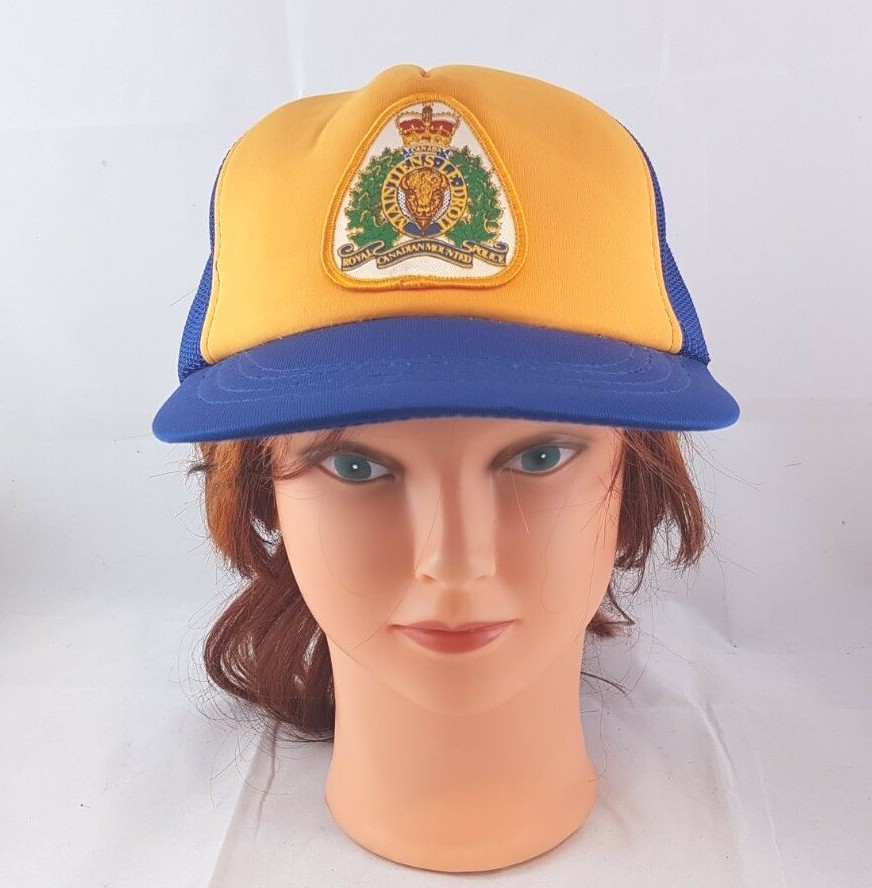 RCMP Canada Hat Vtg Truckers Mesh Snapback Navy Blue Gold