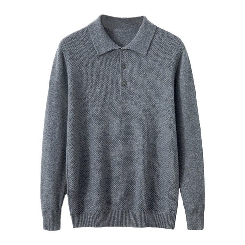Men Cashmere Sweater Autumn Solid Color Korean Casual Tops Warm Business Sweater - Picture 5 of 20