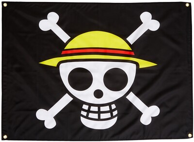 GE Animation GE-6468 One Piece Luffy's Straw Hat Pirate Flag Black