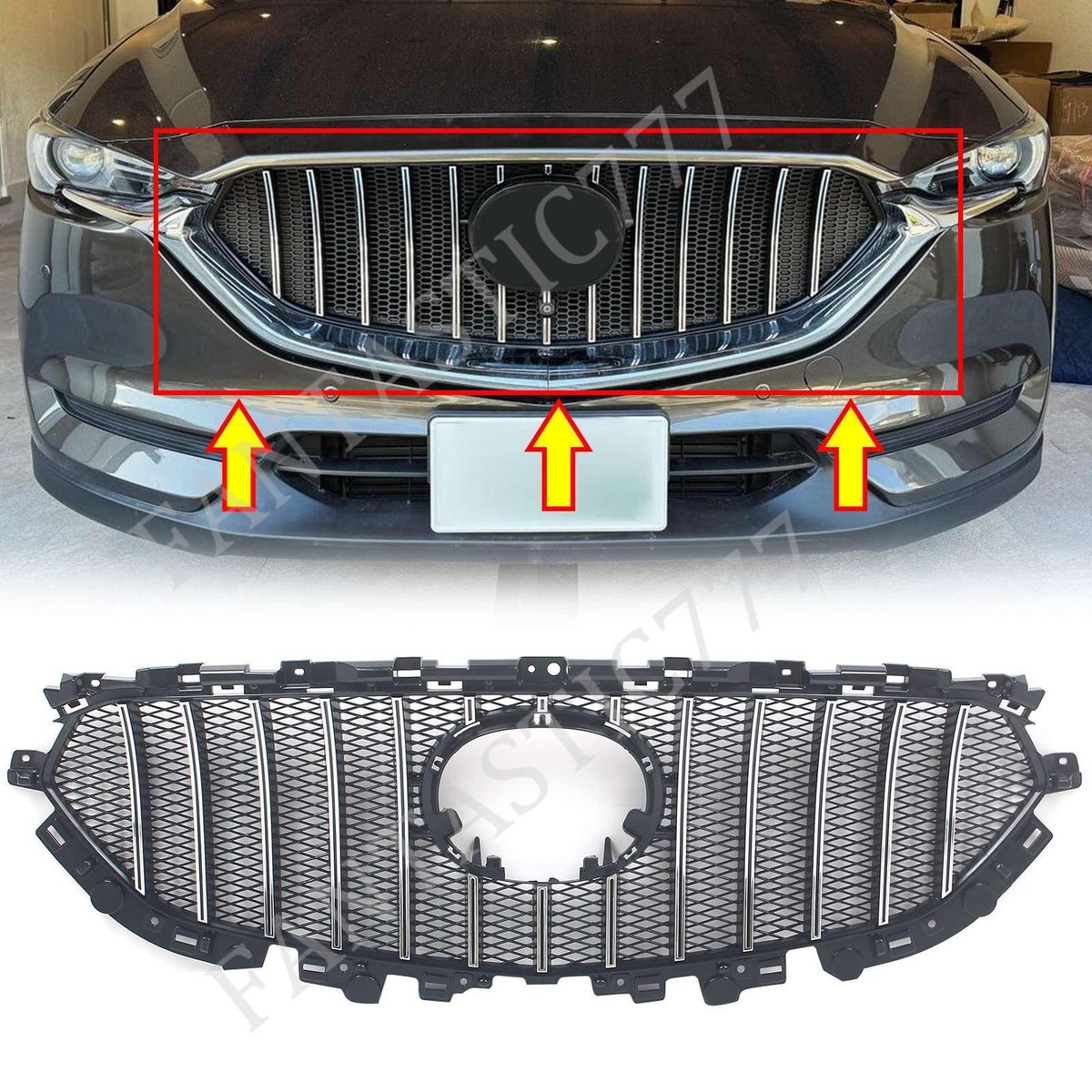 For Mazda CX-5 CX5 2017-2020 GT Style ABS Chrome+Black Front