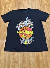 Space Jam Mens XL Official Looney Tunes Black T Shirt Bugs Bunny Taz Tee NEW 