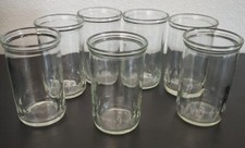 7 QTY Vintage Diamond Pattern Half Pint ? Jelly Jars 22 SG 84 3.5" tall 2" mouth