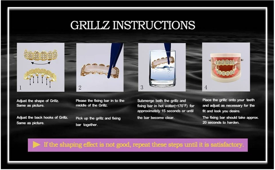 Juego de 2 piezas parrillas colmillos vampiro cara abierta doble dientes superiores plateados ajuste personalizado Foto 3 de 3