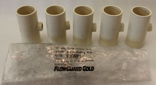 Charlotte CTS2400 - 1-1/2" x 1-1/2" x 1/2" CPVC Flowguard Gold Tees - Lot of 5