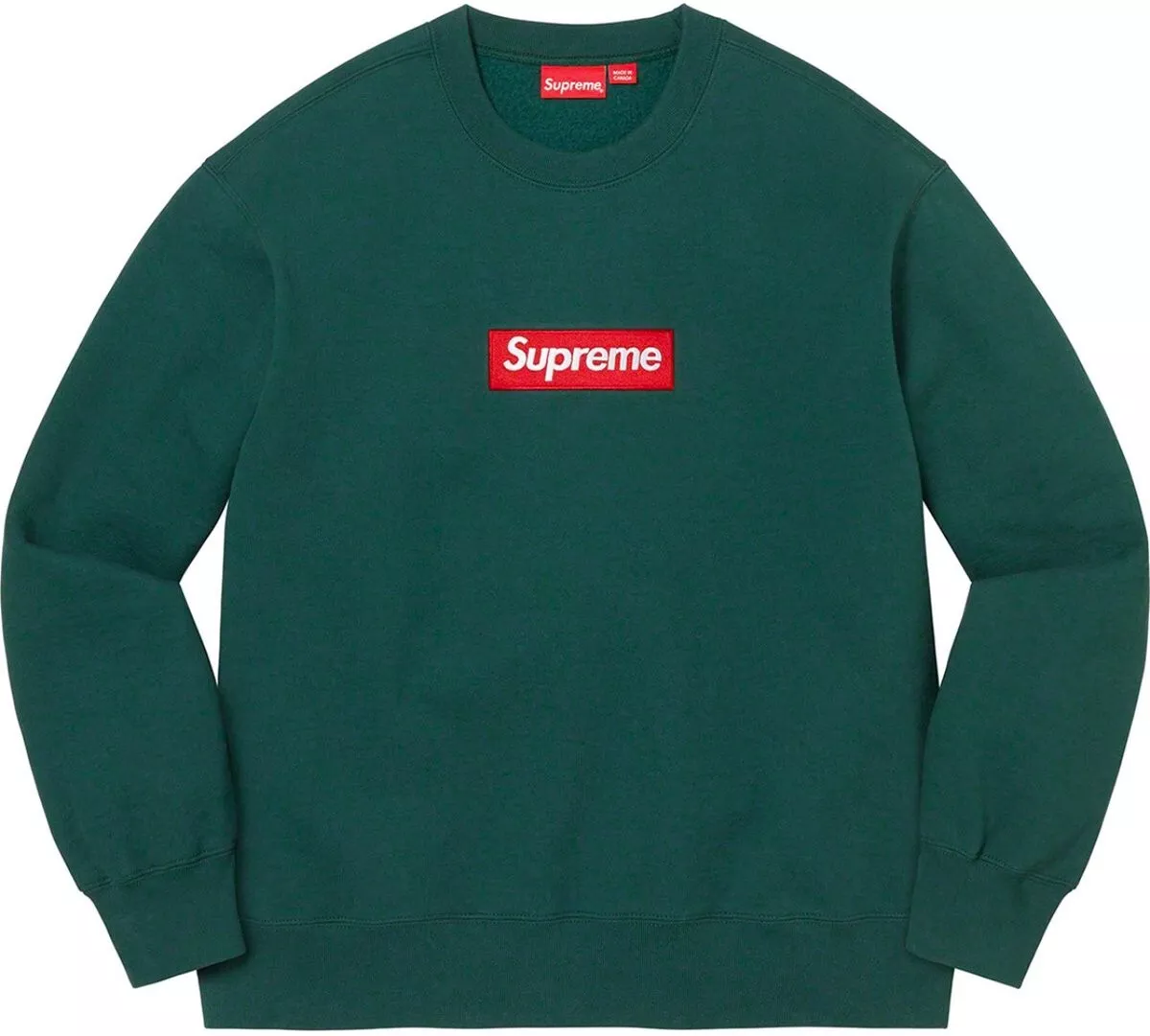 Supreme FW22 Box Logo Crewneck Dark Pine Green Men's Size XL