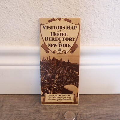 1930s NEW YORK VISITORS MAP & HOTEL DIRECTORY - MAP, AERIAL VIEW, SUBWAY, RATES