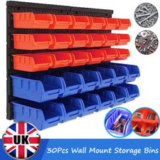 30PCS WALL MOUNTED GARAGE STORAGE BIN WORKSHOP ORGANISER RACK DIY TOOL BOXES UK