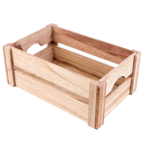 Wood Boxes Crafts No Lid Wood Crates Unfinished Wooden Desktop Storage Basket - Picture 1 of 12