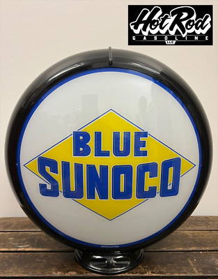 BLUE SUNOCO Reproduction 13.5'' Gas Pump Globe - (Black Body)