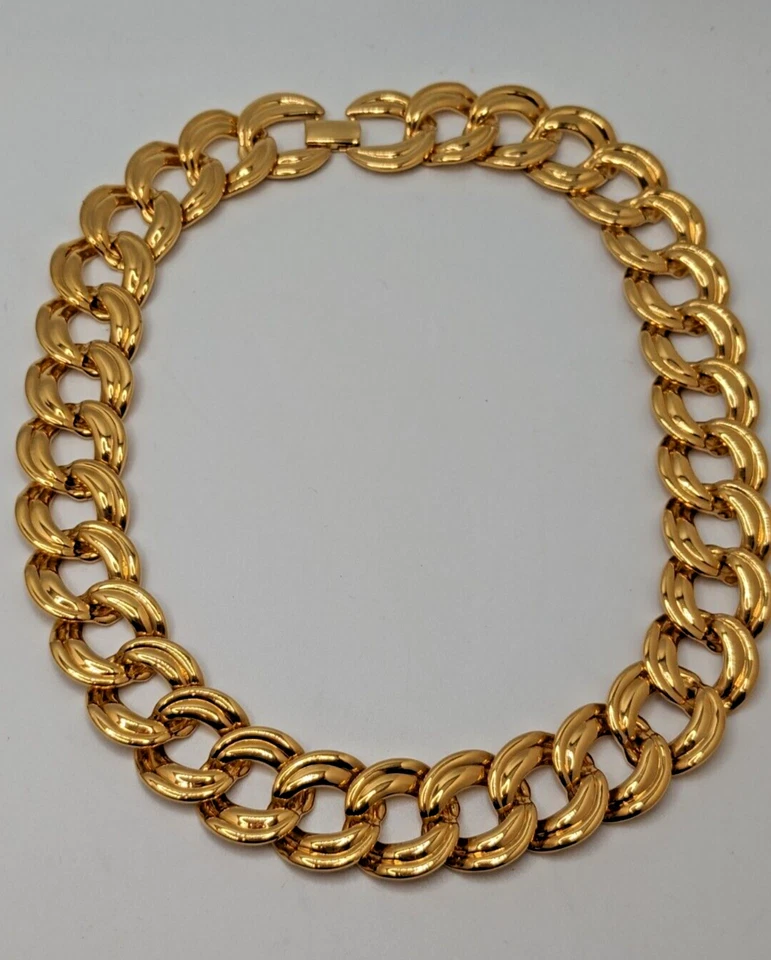 Collar Gargantilla Vintage Años 90 Napier Tono Oro 7/8" Ancho Cadena 18" Largo Moda Foto 4 de 4