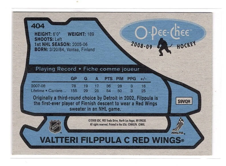 2008-09 O-Pee-Chee - '79-80 Retro - Valtteri Filppula #404 - Image 2 of 2