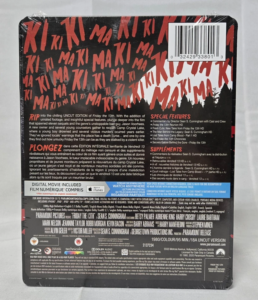 Friday the 13th Parts 1 2 & 3 40th Ann. Limited Ed. Blu Ray Steelbooks SEALED - Image 3 of 4