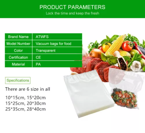 100X Vacuum Sealer Bags Precut Food Storage Saver Heat Seal Cryovac 6 Size NEW - Picture 3 of 24