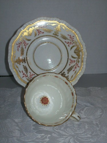 ANTIQUE PORCELAIN CIRCA 1800 WORCESTER CUP AND SAUCER GOLD AND RED DESIGN - Picture 2 of 4