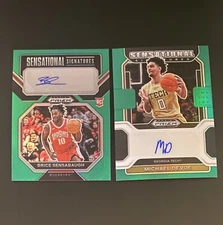 2023 Prizm Draft Brice Sensabaugh Green Senational Sig and Michael Devoe Sen Sig