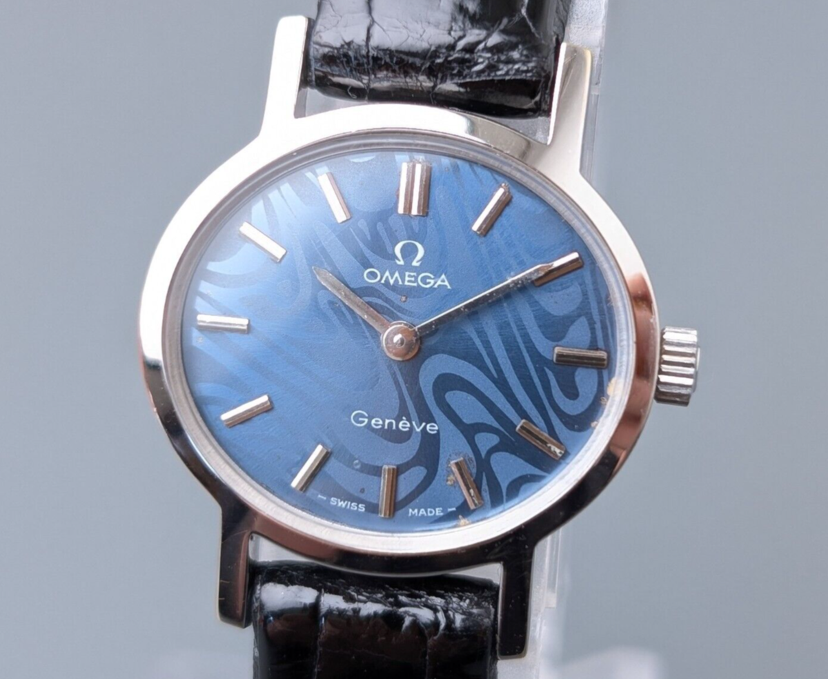 OMEGA Geneve Blue Rare Dial Manual Wind Women Watch Vintage