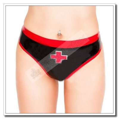 Latex Brief Women Sexy Front Red Cross Panties Unique Sexy Customized 0.4mm A83