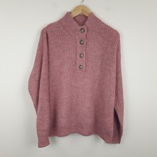 Joules Kayleigh Jumper Womens UK 16 Pink Wool Mohair Blend Ribbed Knit