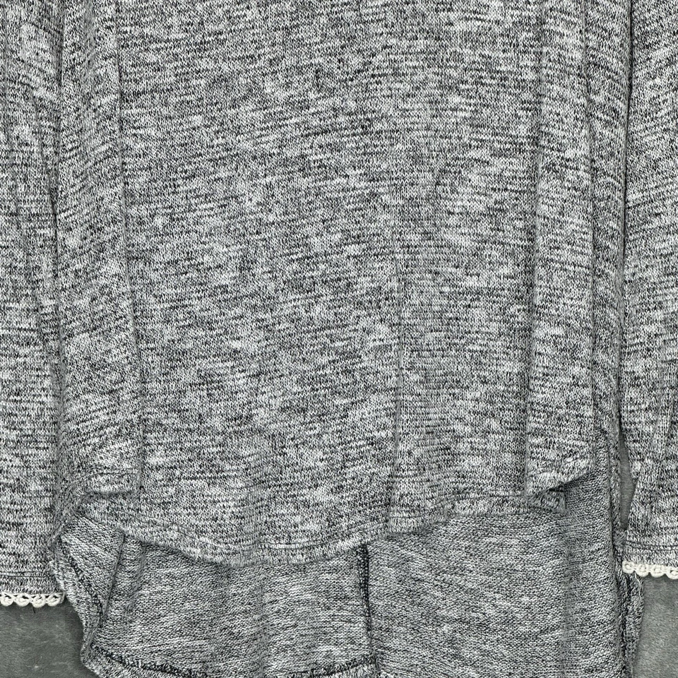 Suéter Top One World XL Gris Sólido Cuello Redondo Manga Larga Elastizado Alto Bajo Tejido Foto 2 de 4