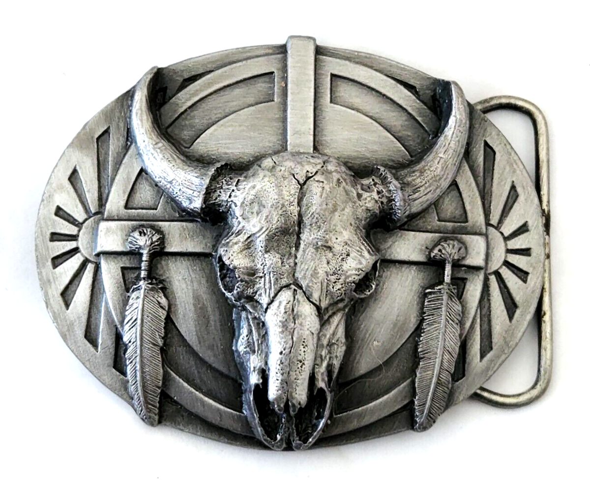 Siskiyou Buckle Co U-40 (1986) Skull & Feathers Western Siskiyou Buckle Co U-40 (1986) Skull & Feathers Western