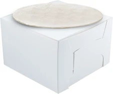 12" Combo Box Set - 12X12X6 White Cake Box with 12" White round Drum 1/4"