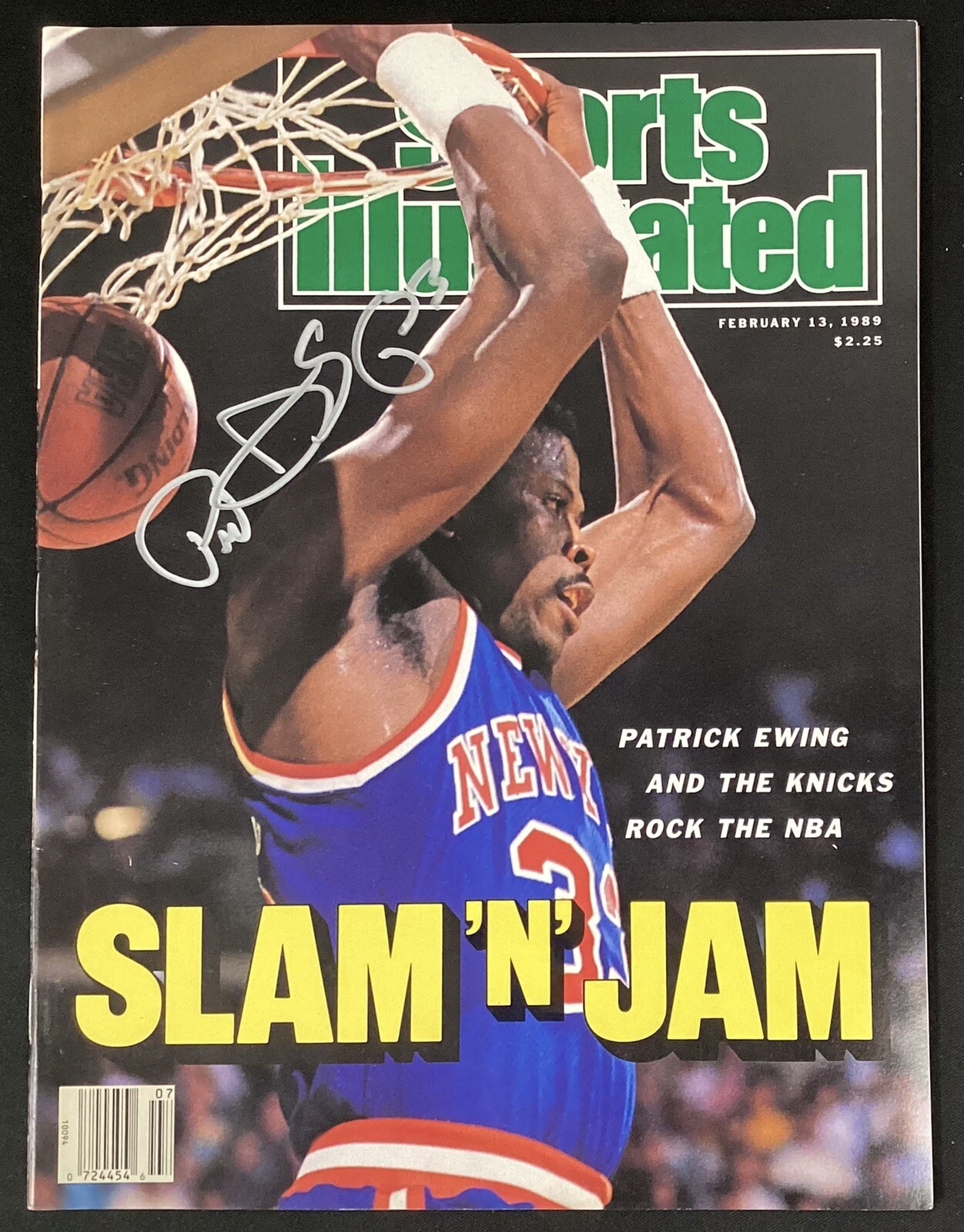Patrick Ewing Autographed Signed New York Knicks Sports Illustrated Mag 2/13/89 NO LABEL Knicks HOF Auto JSA 