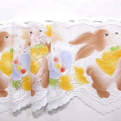 GARDINEN RÖTTGER Scheibengardinenstoff Osterhase Ostereier bedruckt 30cm hoch