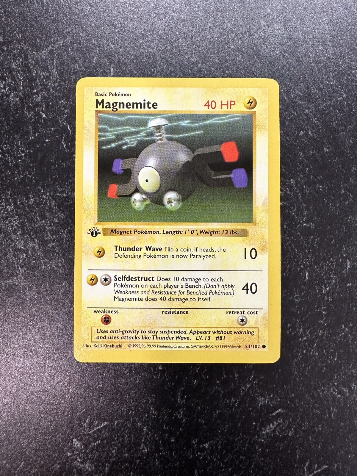 1st Edition Base Set Magnemite Pokemon Card 53/02 WOTC 1999 NM