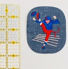Vintage Denim Football Player Iron On Patch Sports Embroidered
