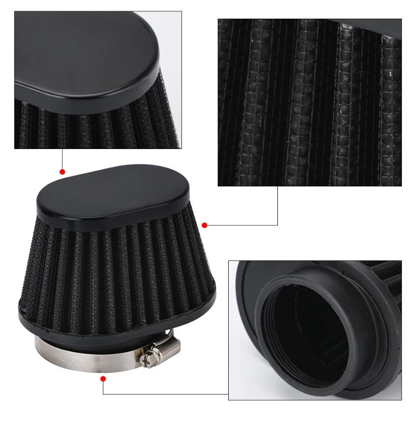 2Pcs Air High Flow Cone Filter Pod Cleaner Black Fit For Motorcycle ATV Scooter - Image 4 of 4