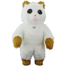 Inflatable Costume Furry White Cat Mascot Plush Halloween Cosplay Party Jumpsuit